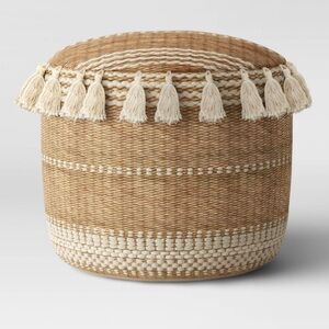 Opalhouse Gemma Pouf Jute Striped/Tassels Natural,Upholstered Ottoman SOLD OUT